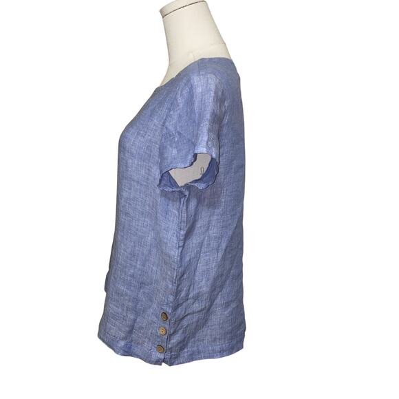 C&C California Women's 100% Linen Shirt Size Small Blue - Picture 3 of 6